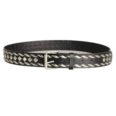 Willow Leaf Hardware Rivet Punk Dark Square Bead Belt Fashion Jeans Strap